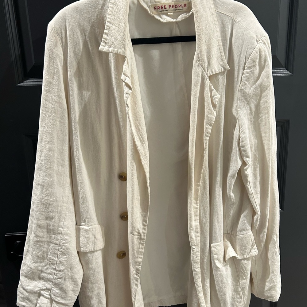 Free People Cream Button-Up Jacket
